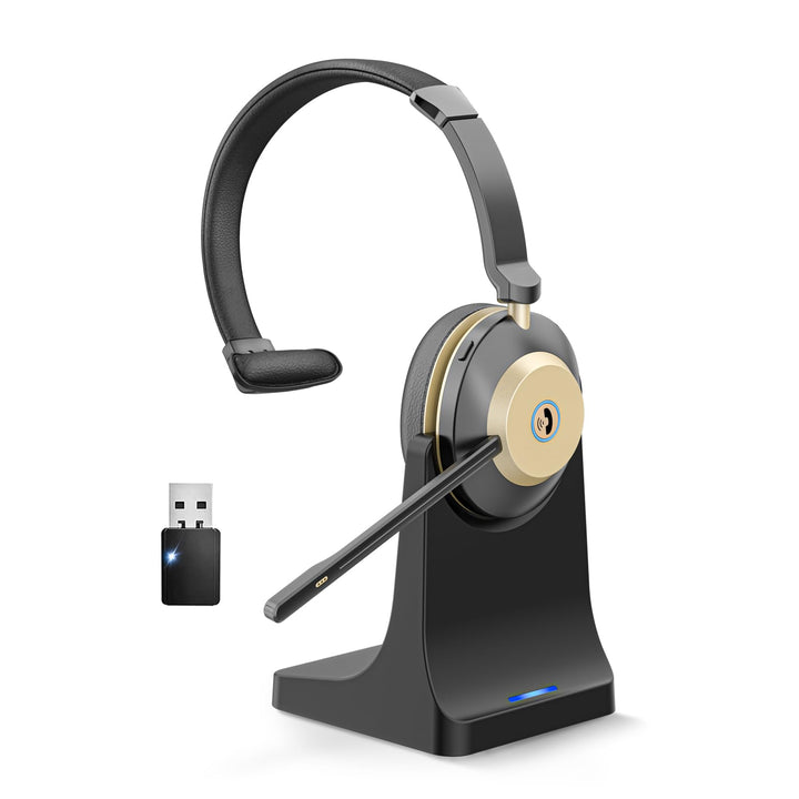 V5.3 Bluetooth-Headset mit Mikrofon für PC, Kabelloses Headset mit Mikrofon Rauschunterdrückung & US