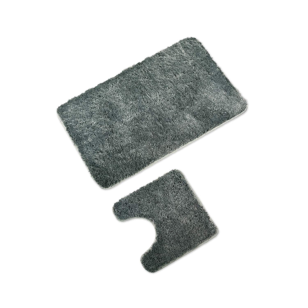 WohnDirect Badematten Set - WC Vorleger (45x45cm), Badematte (60x100cm) - rutschfest waschbar Badezi