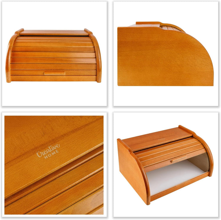 Creative Home Erle Brotkasten Holz | 38 x 28,5 x 17,5cm (+/-1cm) | Perfekte BrotBox für Brot Brötche