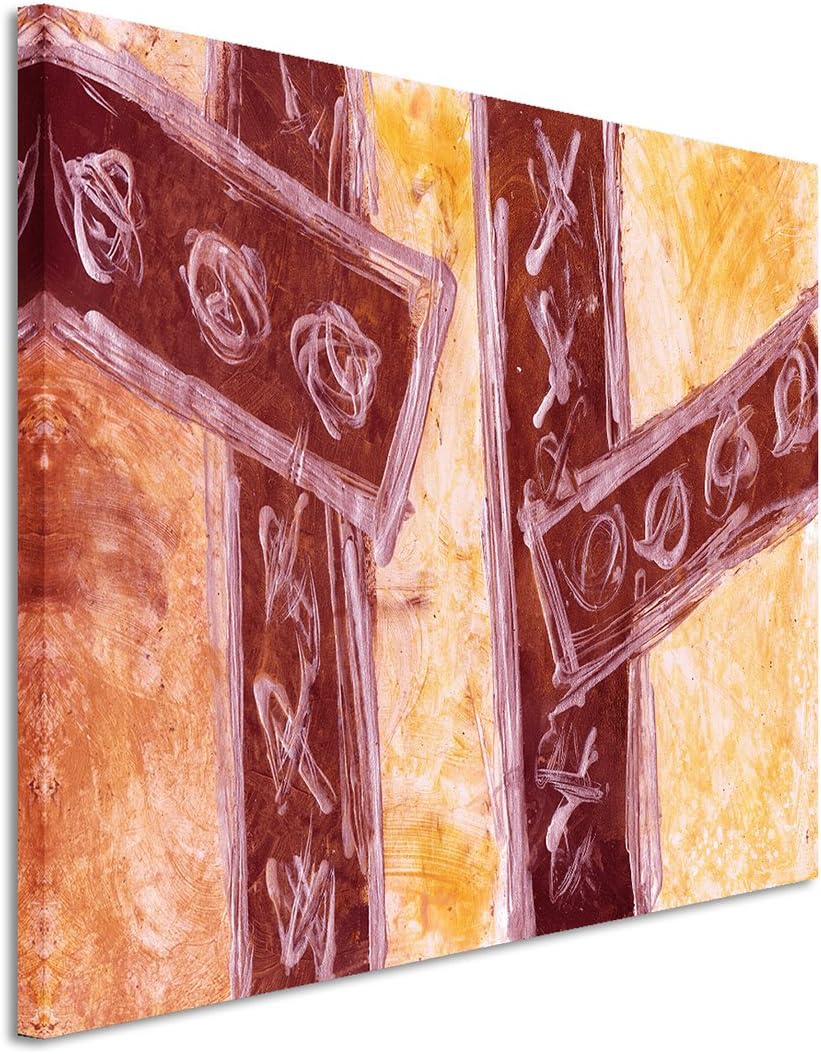 Paul Sinus Art 120x80cm Leinwandbild Leinwanddruck Kunstdruck Wandbild gelb rot braun Musterung