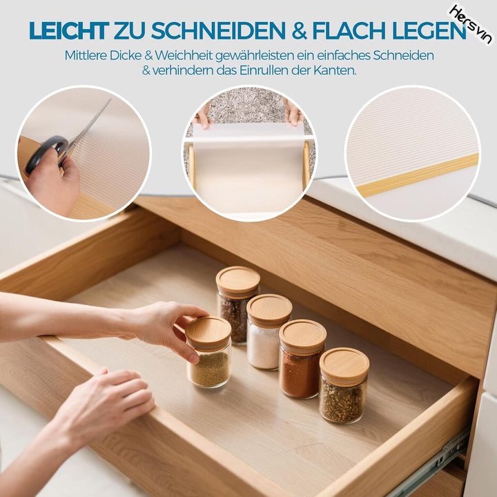Hersvin Schubladenmatte 44.5cmx500cm Schrankpapier Schubladeneinlage Eva Wasserfest Nicht Klebende U