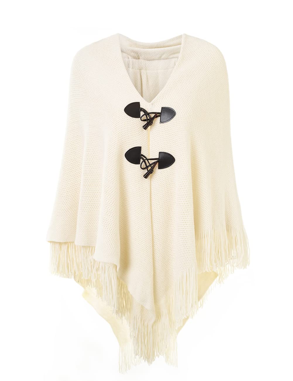 Ferand Damen Poncho Locker sitzender Cape Schal mit offener Vorderseite für Herbst und Winter Beige,