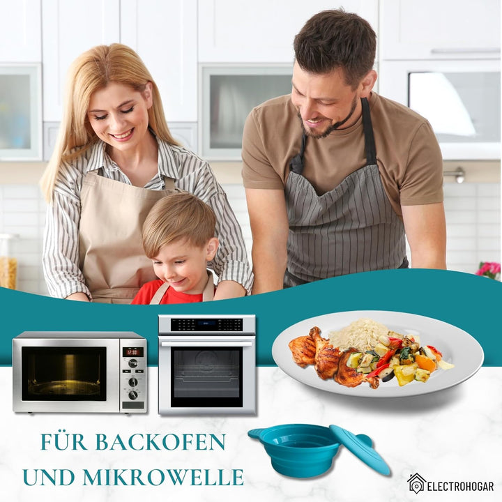 Dampfgarer für die Mikrowelle und Ofen 900ml | Faltbarer Dampfbox aus Silikon Schnell und Gesund Koc