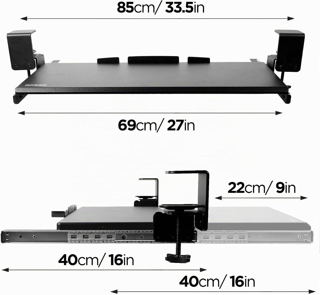 Duronic DKTPX1 Tastaturauszug | Tastaturschublade 68 cm breit 28 cm lang | Tastaturhalterung mit Kle