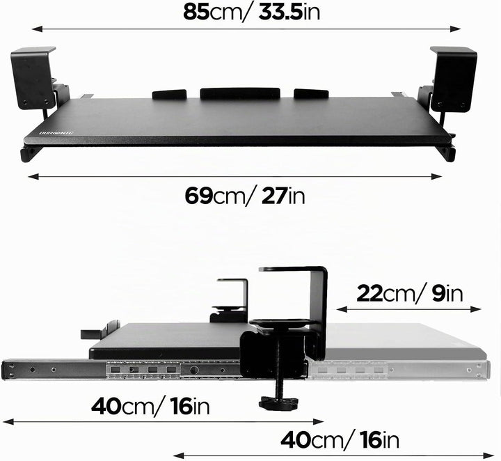 Duronic DKTPX1 Tastaturauszug | Tastaturschublade 68 cm breit 28 cm lang | Tastaturhalterung mit Kle