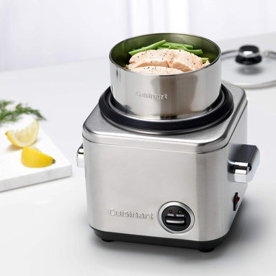 Cuisinart Reiskocher mit Aufsatz zum Dampfgaren für 12 Portionen, 1L Fassungsvermögen, CRC800E,