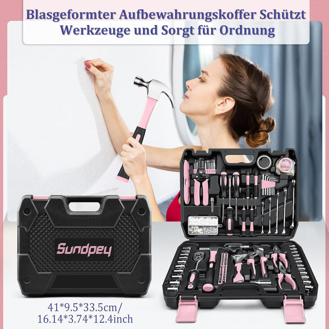 Sundpey Werkzeugkoffer Gefüllt 281tlg - Tragbares Komplett Werkzeug Sets Werkzeugkoffer mit Stecksch