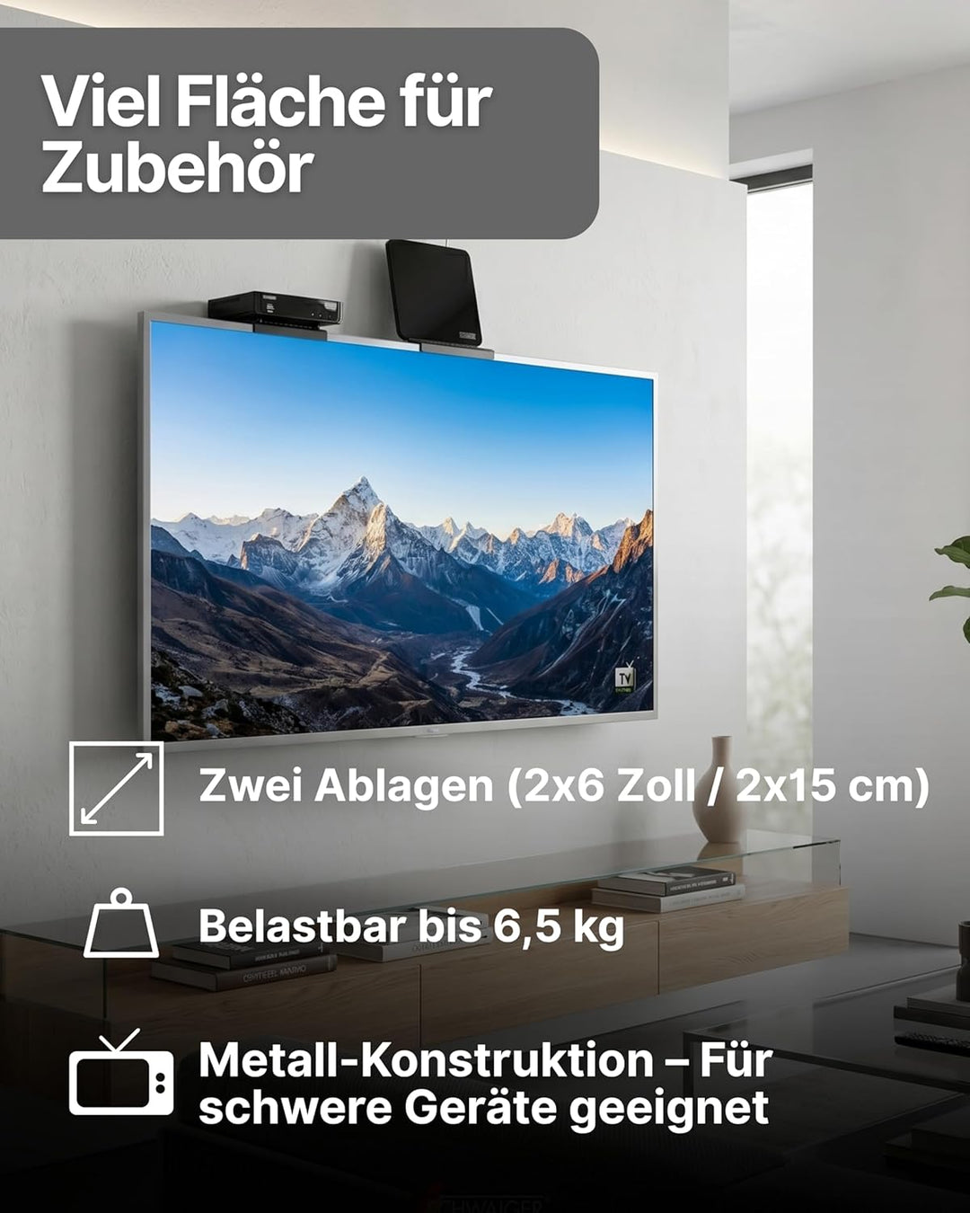 SCHWAIGER 661781 TV-Regal 2er-Set Monitorständer Bildschirmregal Multimedia-Ablage TV-Topper Halteru