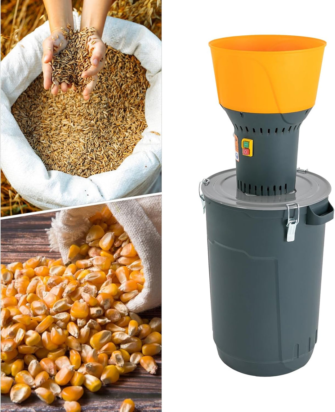 Getreidemühle Elektrisch - 1300W 60L Schrotmühle mit 5 Siebe | 400 kg/h | Professionelle Elektrische