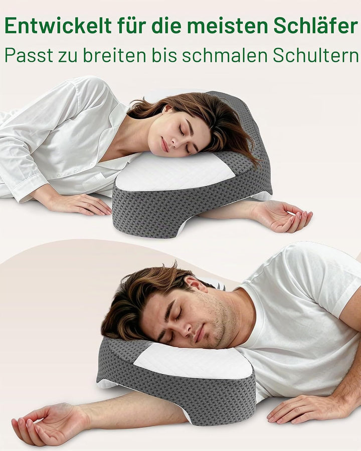 Seitenschläferkissen mit Armloch, Memory Foam, 55/38x35.5x15cm | Nackenkissen Ergonomisches Kopfkiss