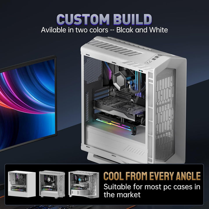 AsiaHorse 80mm PWM PC Gehäuselüfter für Computer Grafikkarte mit Grafikkartenhalterung, 5V 3PIN ARGB