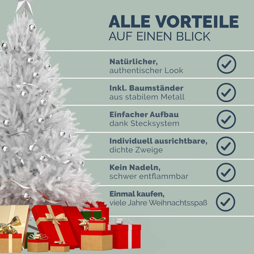CASARIA® Weihnachtsbaum künstlich 150cm dichte Spitzen schneller Aufbau Metallständer naturgetreu sc