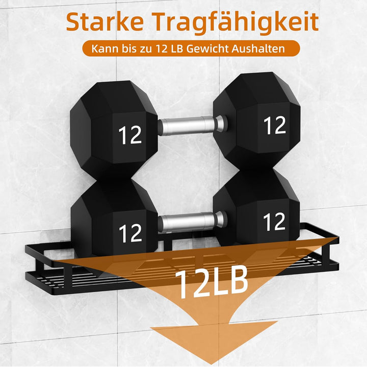 Wisfame Duschablage Ohne Bohren Schwarz, 40cm Kleberegal Bad Duschregal Ohne Bohren 2 Stück, Wasserd