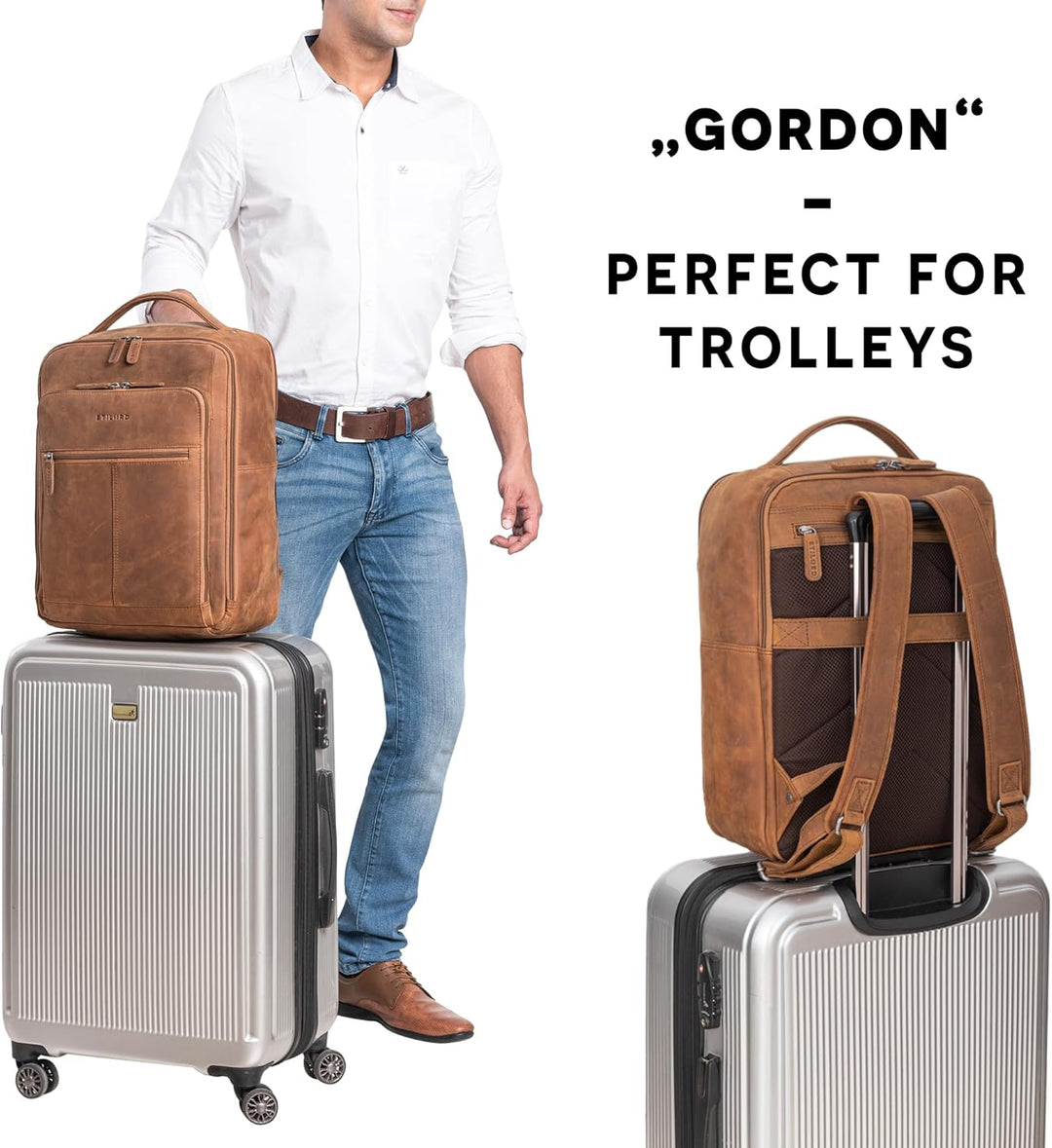 STILORD 'Gordon' Rucksack Leder Herren und Damen Messenger Rucksack Laptop 17 Zoll Lederrucksack Dam