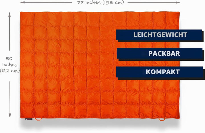 Get Out Gear Doppelt geschwollene Campingdecke – extra bauschig, verstaubar, leicht und warm, ideal