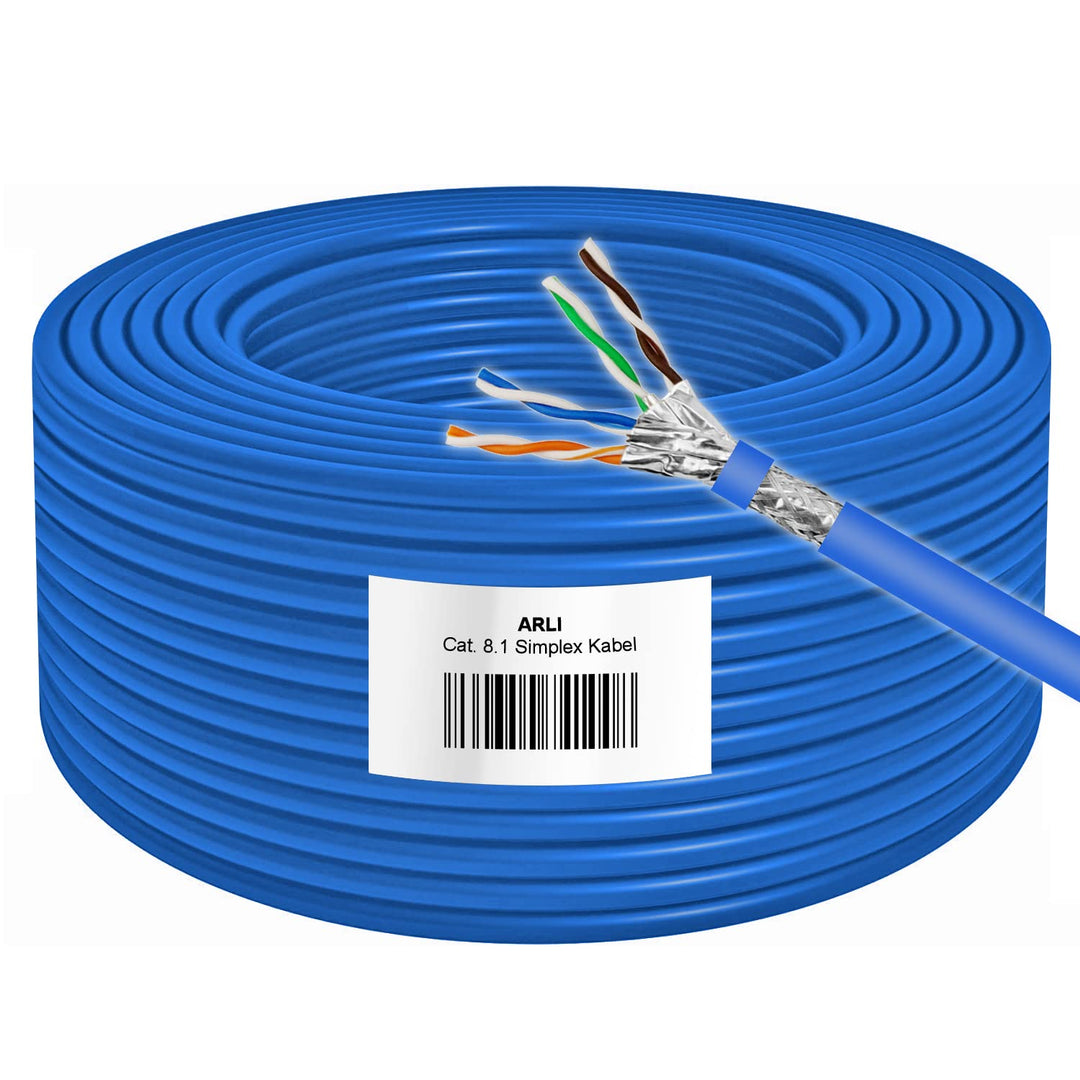 ARLI Cat8.1 Verlegekabel 50m | S/FTP doppelt geschirmt | bis zu 40 Gbit/s & 2000 MHz | Halogenfrei L