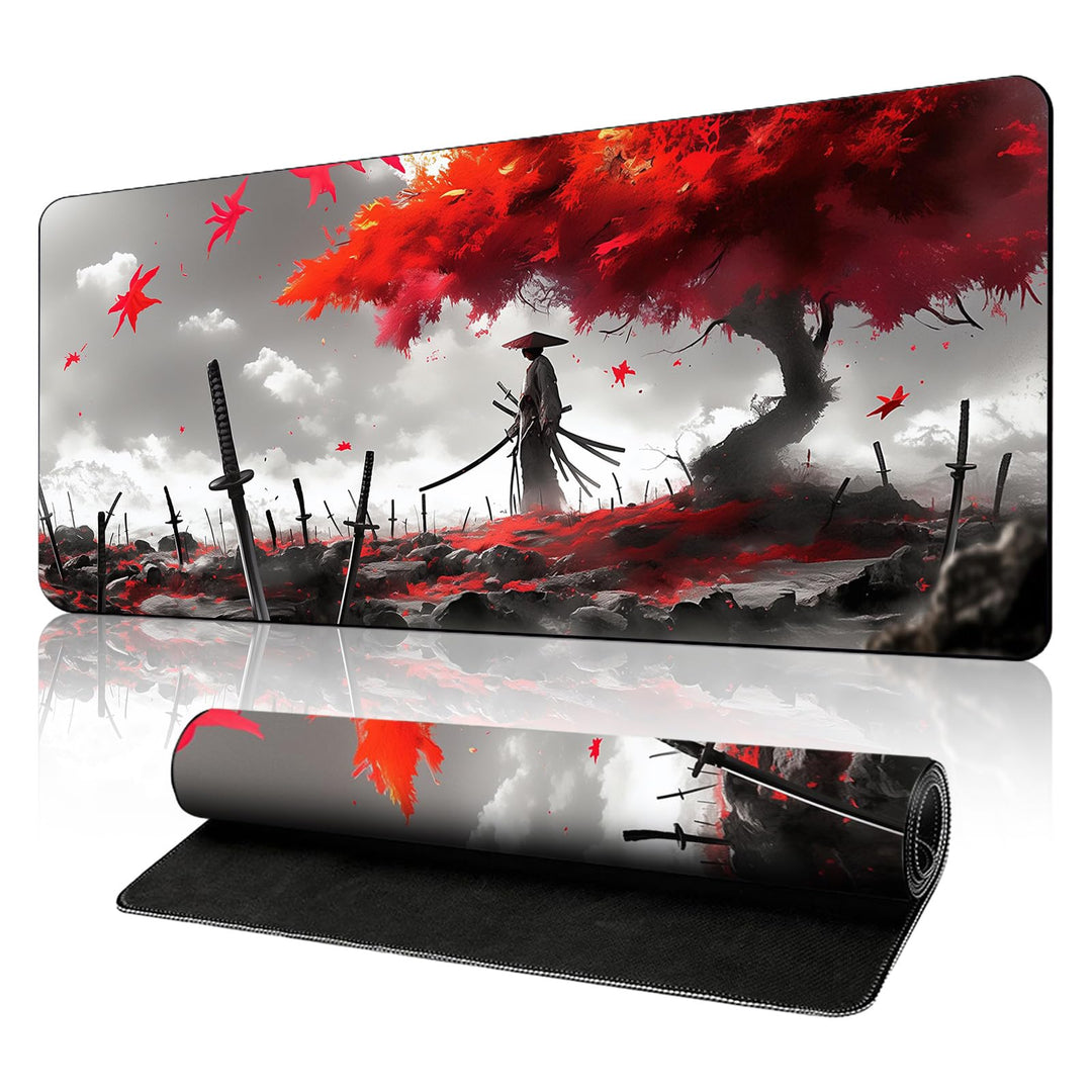 Japanisches XXL Gaming-Mauspad 900x400x3mm – Vernähte Kanten, rutschfest &amp; wasserdicht – Schreibtisc