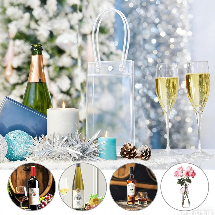 24 Stück Flaschenkühler Eistasche Kühltasche: 25 * 10 * 10cm PVC Eisbeutel Flaschenkühler, Transpare