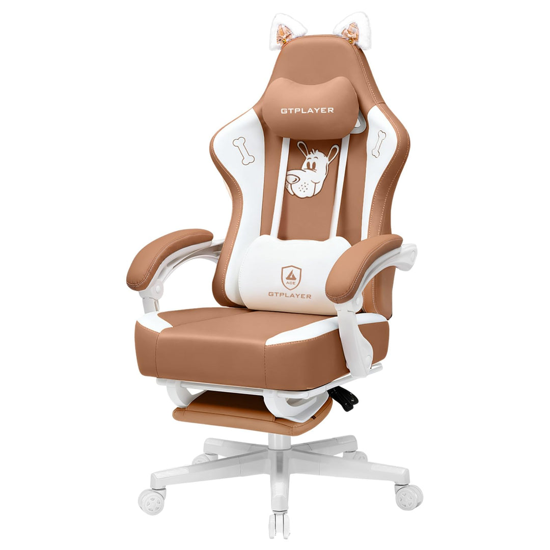 GTPLAYER Niedlicher Gaming Stuhl, Gaming Chair, ergonomischer Bürostuhl Gamer Stuhl mit Katzenohren,