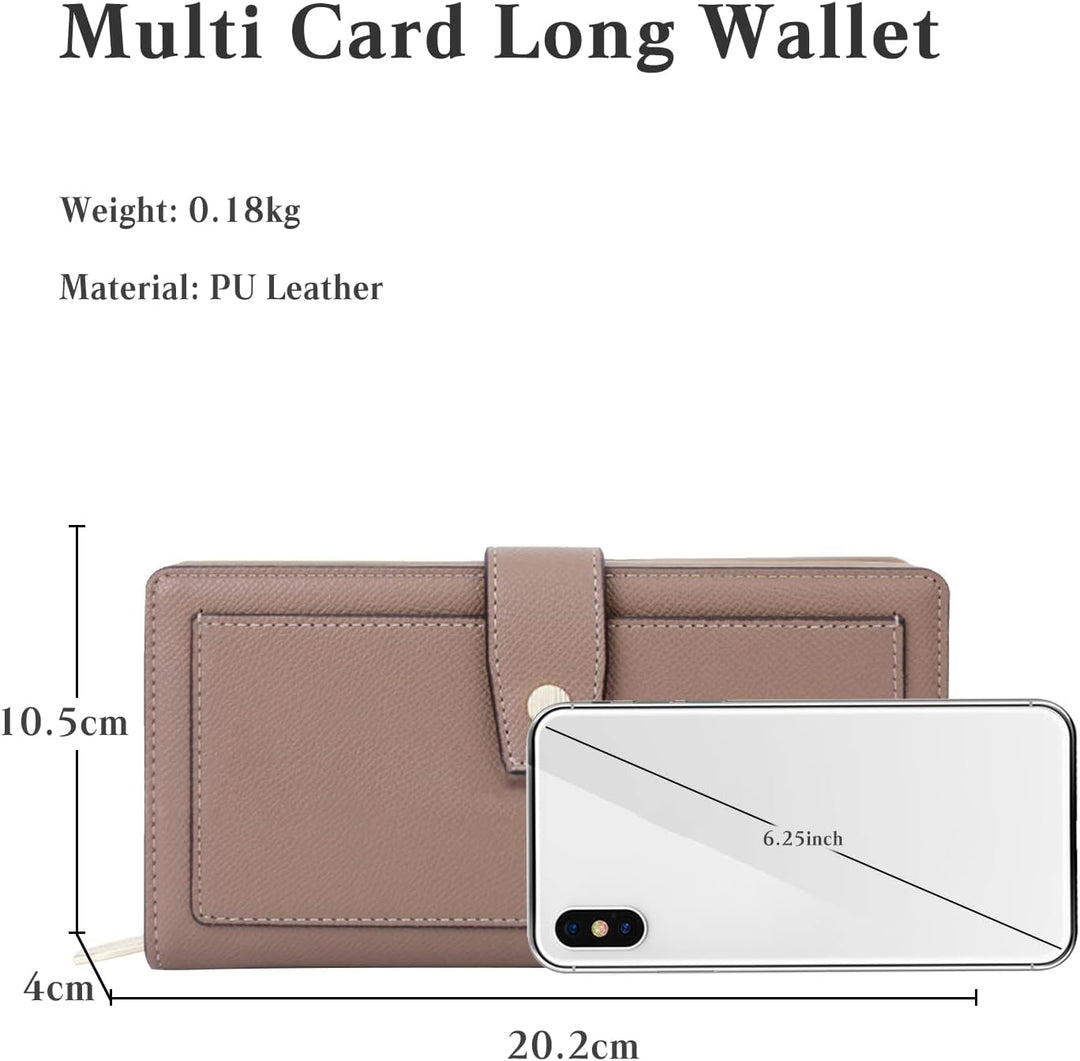 PORRASSO Geldbörse Damen Portemonnaie Leder Geldbeutel Kreditkartenetui Wristlet Bag mit Viele Fäche