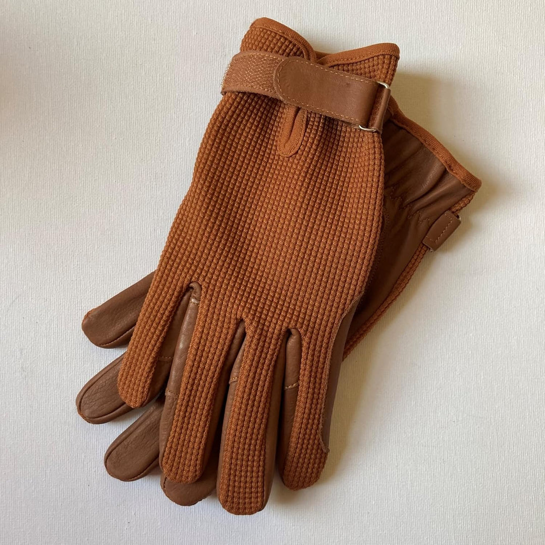 Damen Reithandschuhe aus echtem Leder und Baumwolle, Premium-Qualität in Hellbraun, L