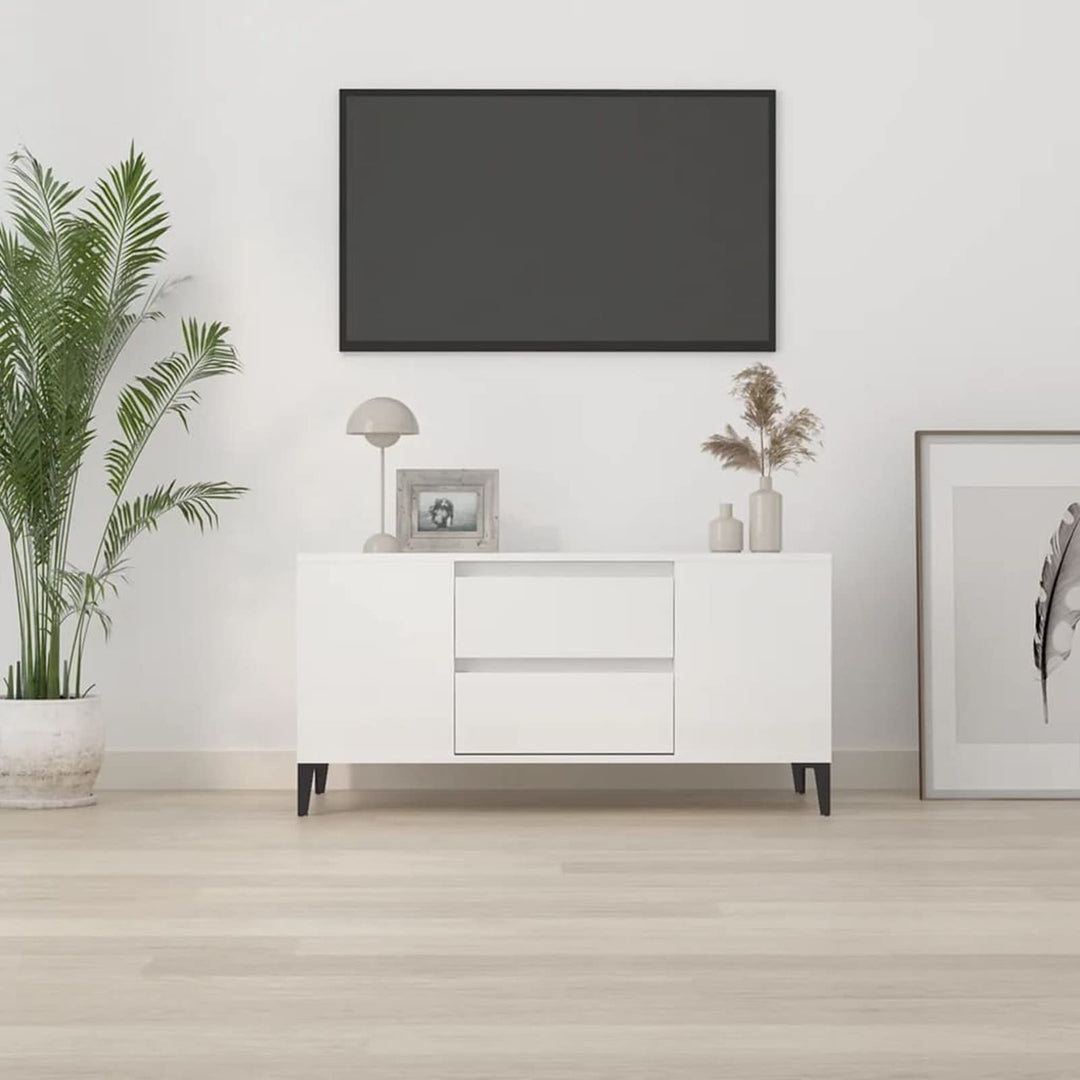 Tidyard TV Schrank Lowboard mit 4 offene Fächer und 2 Schubladen TV Möbel Fernsehschrank Fernsehtisc