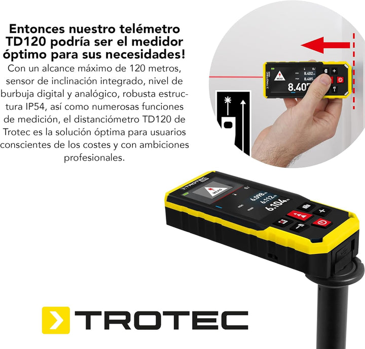TROTEC Laser-Entfernungsmesser TD200 | Messgerät für professionelle Messanwendungen bis 200 m Reichw