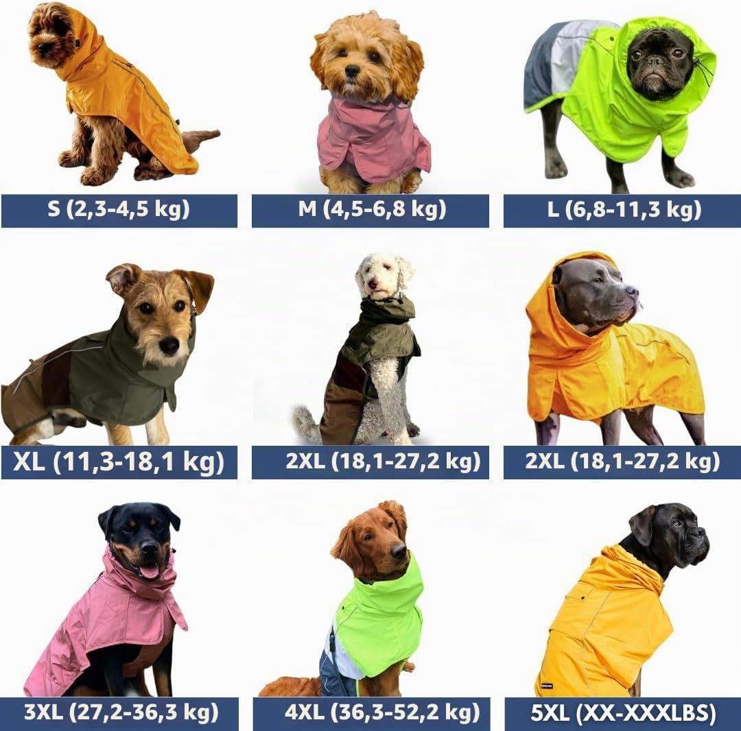 Spark Paws Hunderegenmantel, wasserdichte, Winddichte Regenjacke, für kleine, mittelgrosse, grosse u
