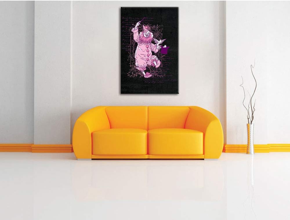 Dark Clown black Leinwandbild Bild auf Leinwand, XXL riesige Bilder fertig gerahmt mit Keilrahmen, K