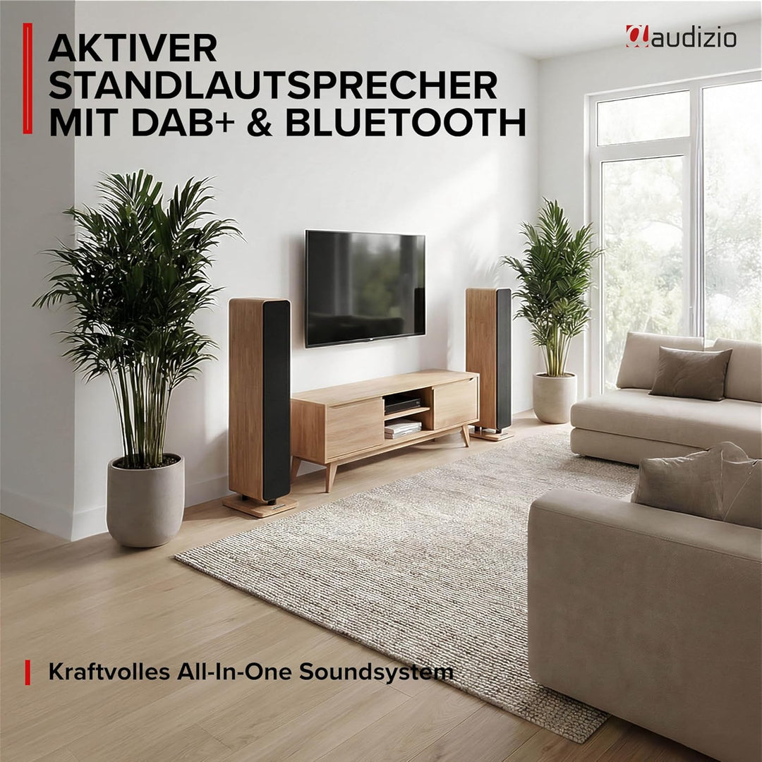 Audizio Arco - Standlautsprecher Aktiv, Bluetooth 5.4 & DAB Radio, 160 Watt HiFi Lautsprecher Musika