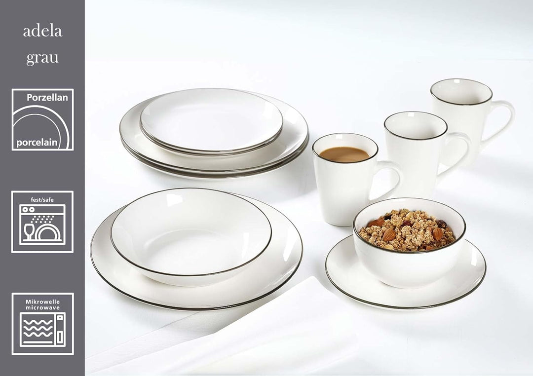 Ritzenhoff &amp; Breker Adela Suppenteller 20 cm, 6er Set, Tiefe Essteller mit schmalem Farbrand, Spülma