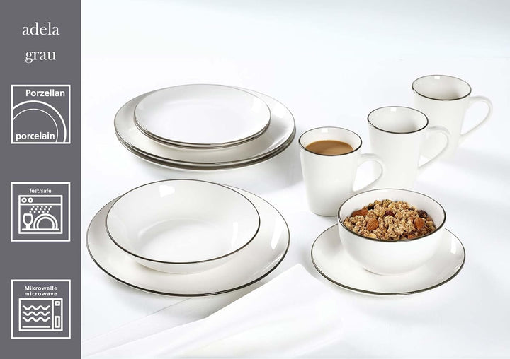 Ritzenhoff &amp; Breker Adela Suppenteller 20 cm, 6er Set, Tiefe Essteller mit schmalem Farbrand, Spülma