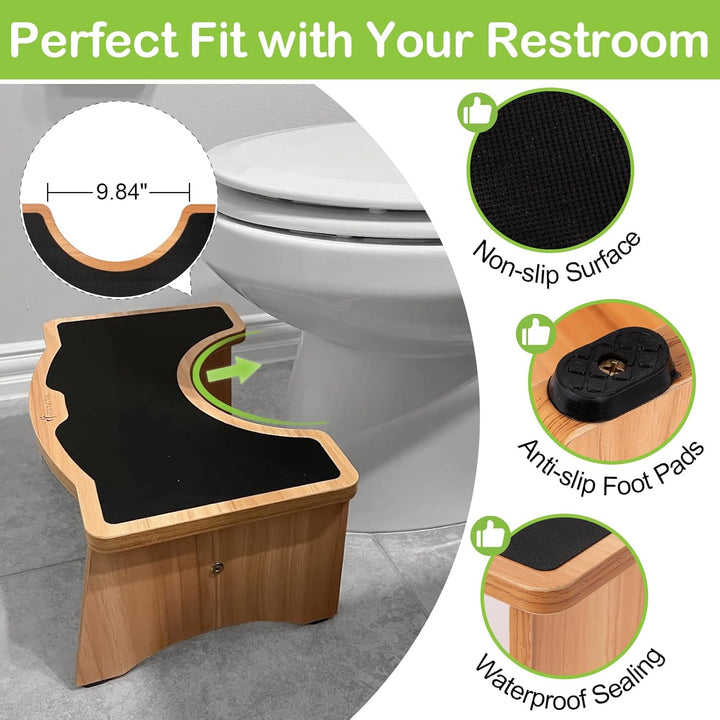 StrongTek Toilettenhocker Erwachsene, Badhocker, WC Hocker Holz mit Antirutsch-Beschichtung und 160
