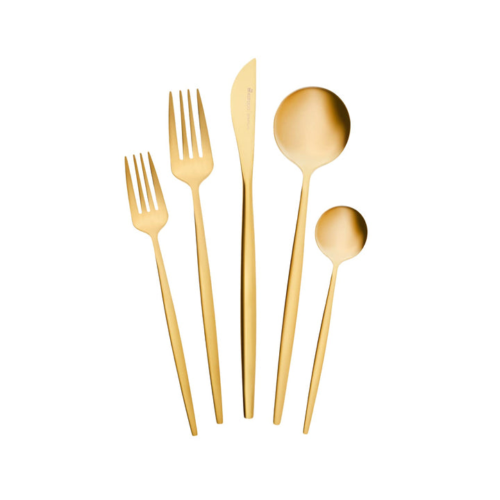 Karaca Orion Bestecksets - Edelstahl Besteck Set für 6 Personen, Gold Besteckset 30-teilig Messer Ga