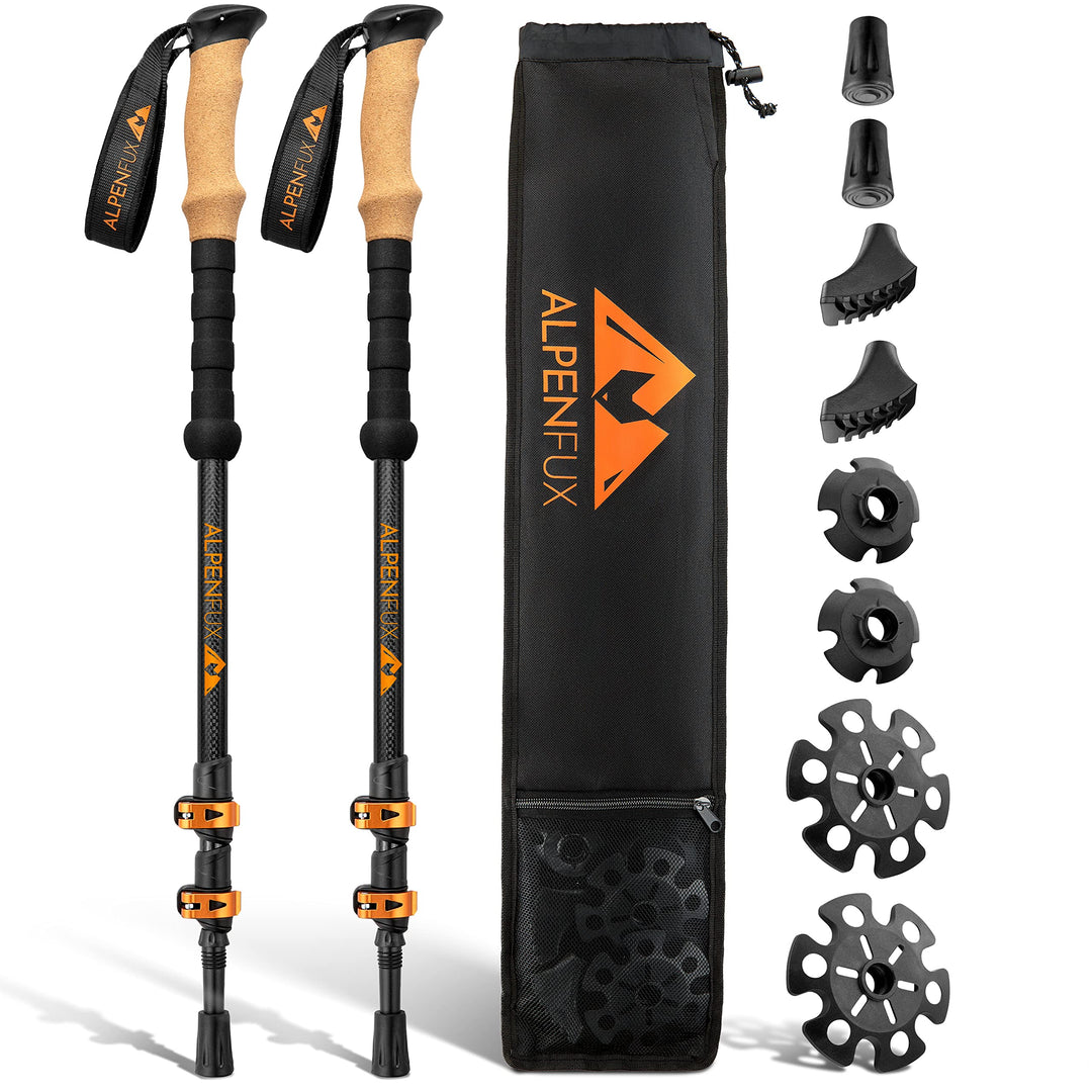 ALPENFUX® Premium Wanderstöcke Teleskop, Trekkingstöcke, Nordic Walking Stöcke, leicht und verstellb