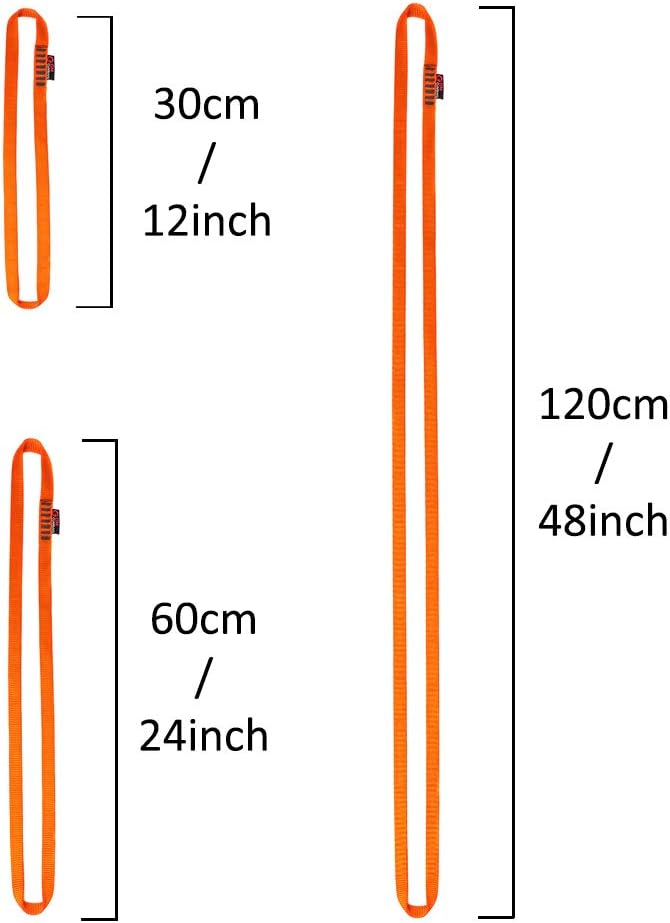 GM Climbing 16mm Nylon Sling Runner 22kN / 4950lbf CE UIAA Certified Fluoreszierendes Orange 30cm /