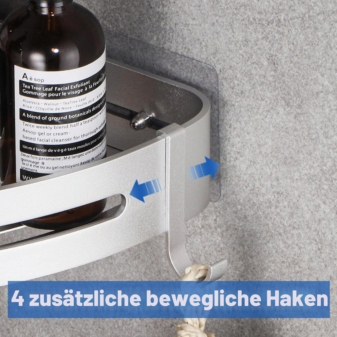 GRICOL Eckablage Duschkorb Duschregal ohne Bohren Duschablage Metall Mit 4 Haken Dusche Ablage Badre