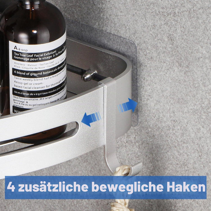 GRICOL Eckablage Duschkorb Duschregal ohne Bohren Duschablage Metall Mit 4 Haken Dusche Ablage Badre