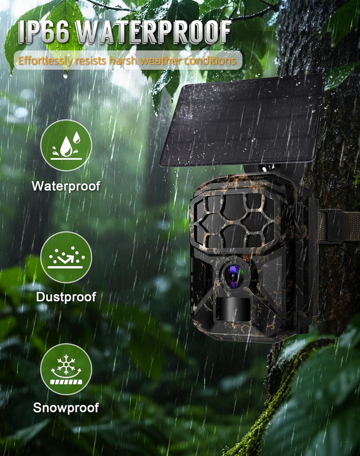Wildkamera, 8K 60MP Solar Wildkamera mit Handyübertragung App, 7800mAh Akku, Bewegungsmelder 0,1s Au