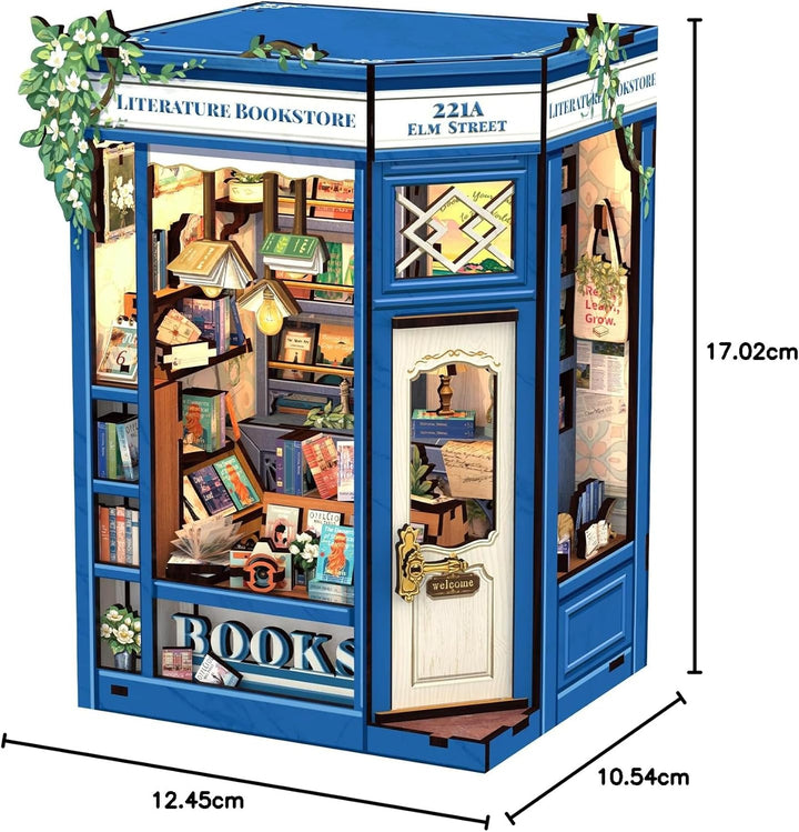 Cutefun Book Nook, DIY Miniatur Haus Kit für Erwachsene 3D Holzpuzzle Mini Booknook Bücherregal Mode