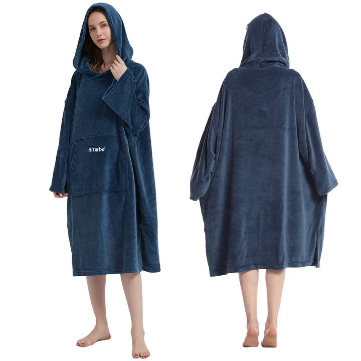 Hiturbo Bademantel, Damen Herren Robe, Unisex, Einheitsgrösse, Warmer Weicher Fleece Mogenmantel mit