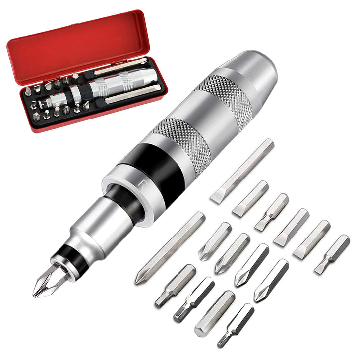 Handschlagschrauber Satz 16-teilig, 1/2 Zoll Schraubenlöser Satz, inkl. Bit- Adapter & 15 Bits Schla