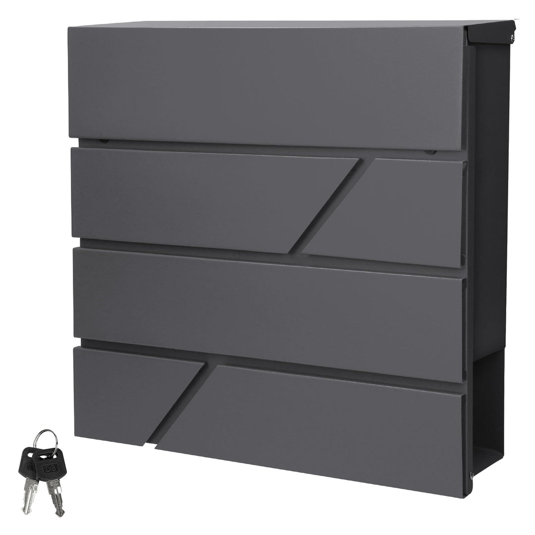 ECD Germany Briefkasten mit Zeitungsfach 37x11x37 cm aus Edelstahl pulverbeschichtet Anthrazit inkl.