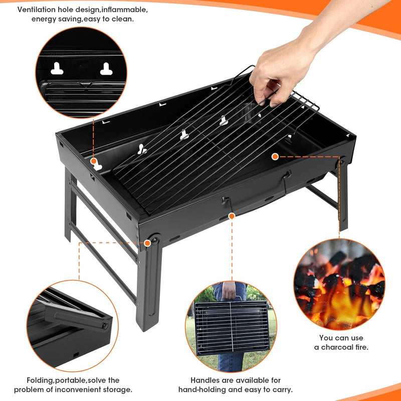 AGM Holzkohlegrill Picknickgrill Edelstahl Kleiner Grill Portable Campinggrill Abnehmbare BBQ Grills