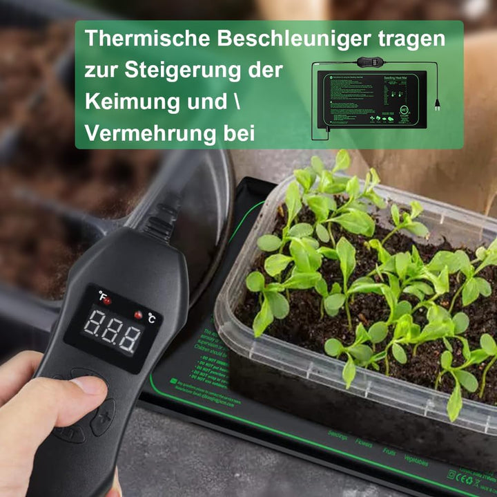 Begonia 50W Heizmatte Pflanzen mit Thermostat, Indoor Gewächshaus Heizkissen für 52,5 x 25cm, Wärmem