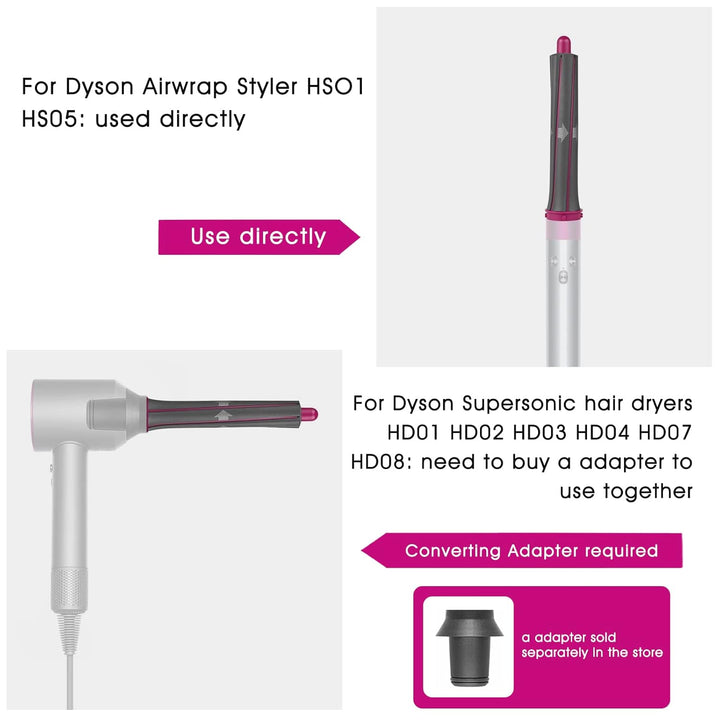 2 Stück lange Lockenwickler für Dyson Airwrap Styler, 30 mm links und rechts Lockenwickler, Rollstab