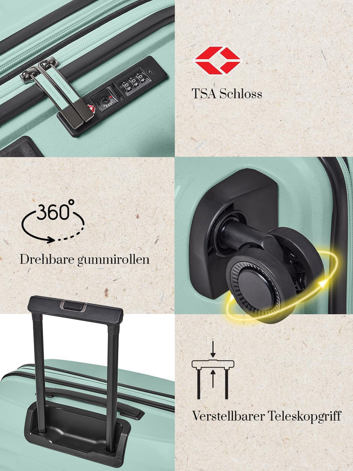 Farmhood Eco Edition nachhaltiges Hartschalen Koffer-Set 3-teilig | Trolleys mit Dehnfalte erweiterb