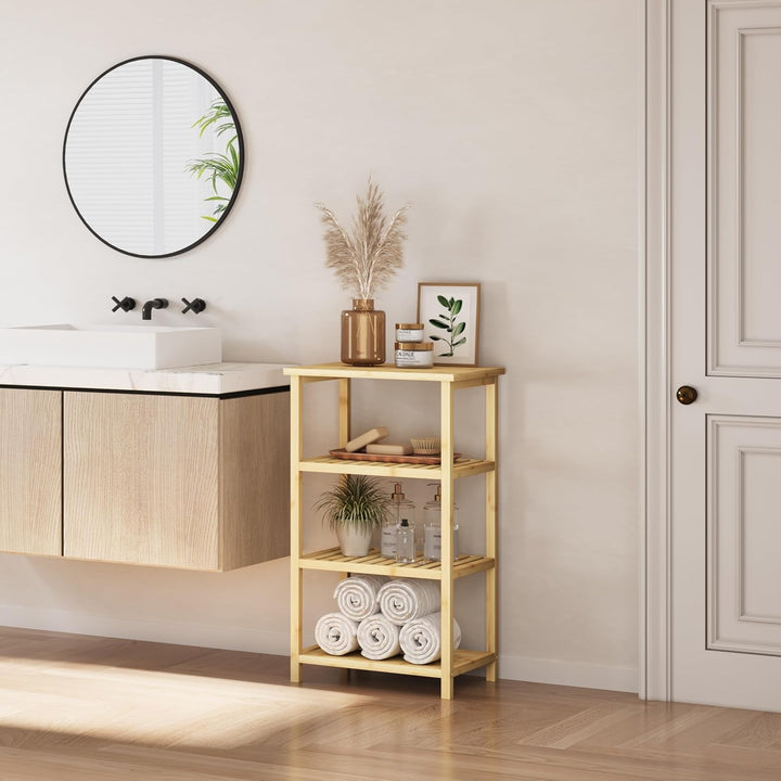 Dripex Beistelltische fürs Wohnzimmer, Standregal mit 4 Ablagen, Badezimmerregal, Bücherregal 40x30x