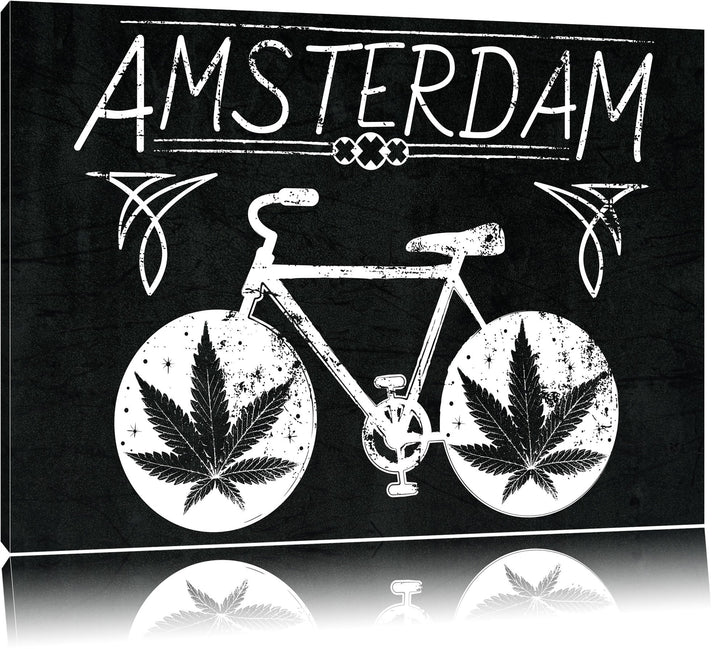 Pixxprint Amsterdam Black Format: 100x70auf Leinwand, XXL riesige Bilder fertig gerahmt mit Keilrahm