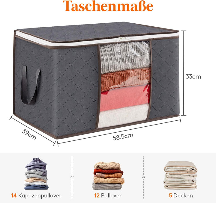 Lifewit 8 Stück Gross Aufbewahrungsbox mit Deckel, 75L Aufbewahrungstasche für Bettdecken Kleidung A